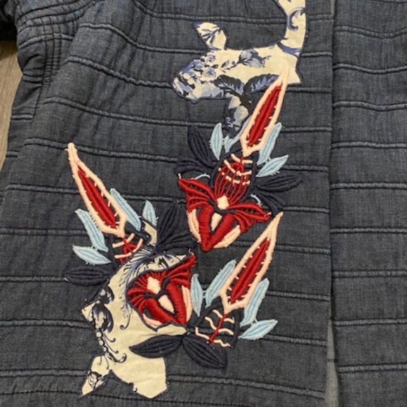 Antonio Marras Short Quilted Embroidered Denim Jacket Sz US 6 - Picture 3 of 10